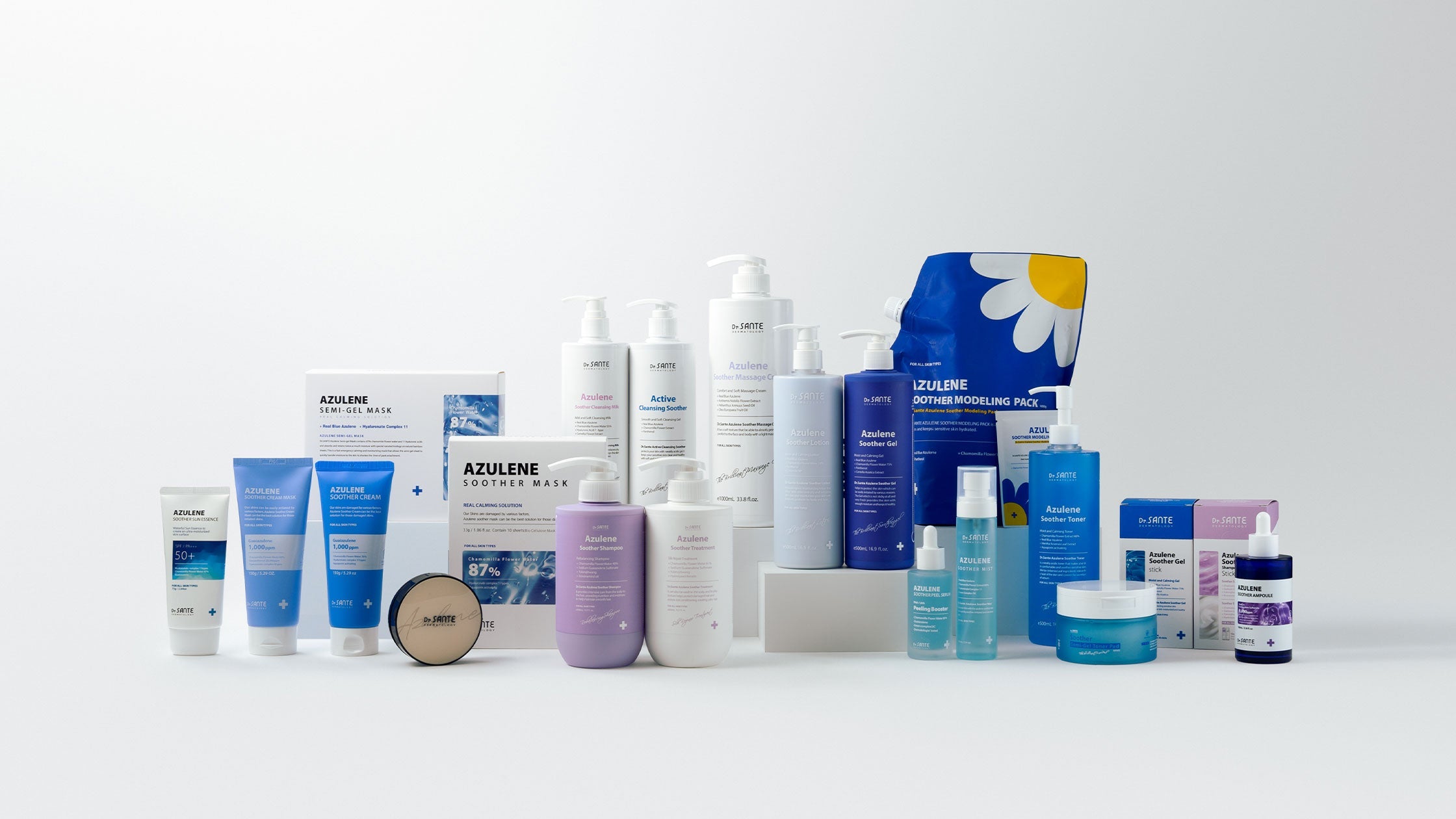 Dr.SANTE Azulene Soother Series — Korean aesthetic clinic skincare for sensitive skin, exclusively at Dear Glow Singapore