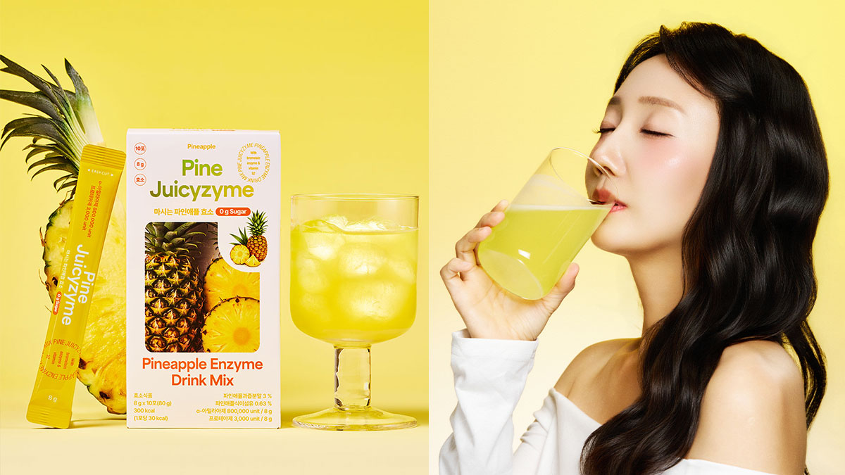 Juicyzyme enzyme drink mix dissolved in water — daily digestive wellness routine from Dear Glow Singapore